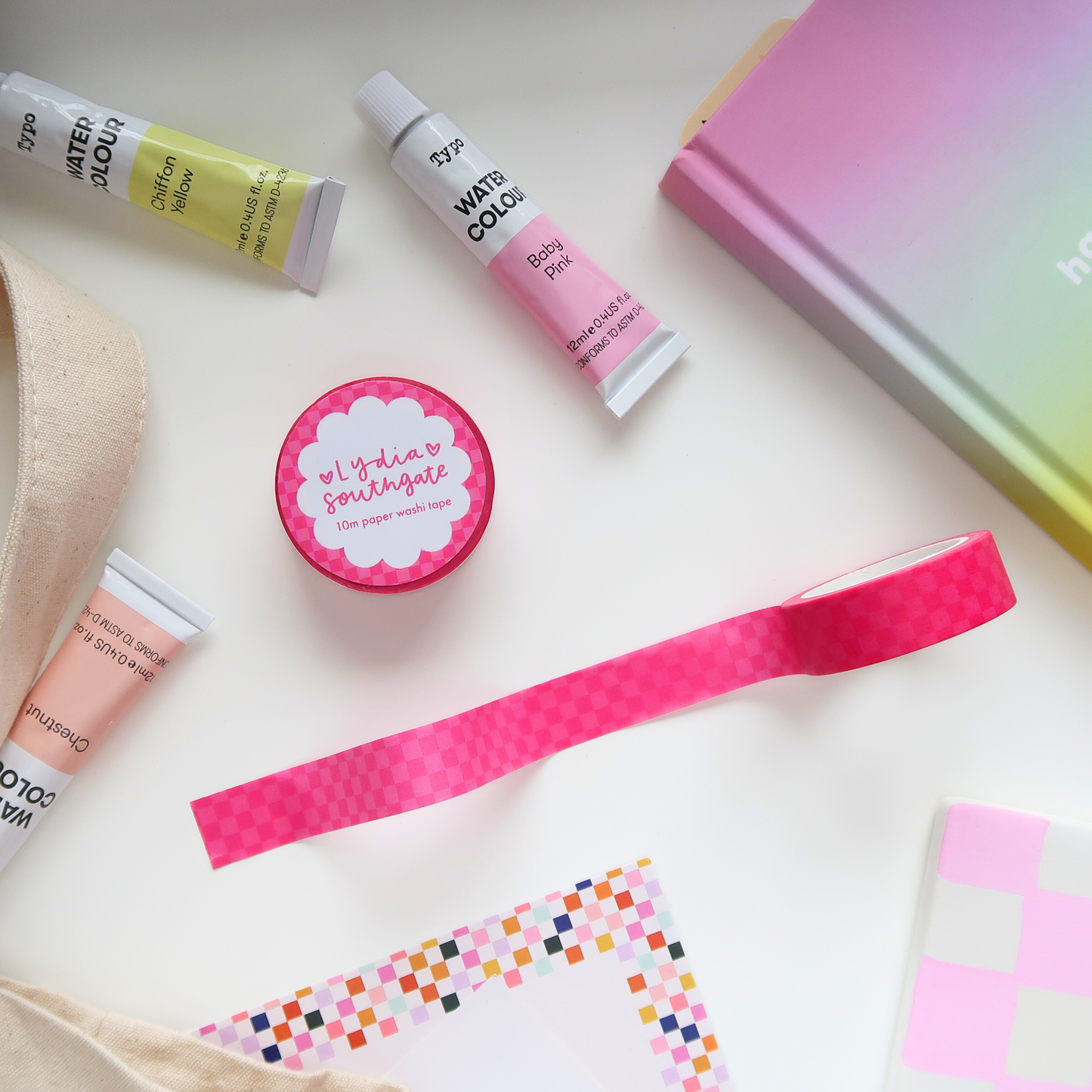 Hot Pink Checkerboard Washi Tape