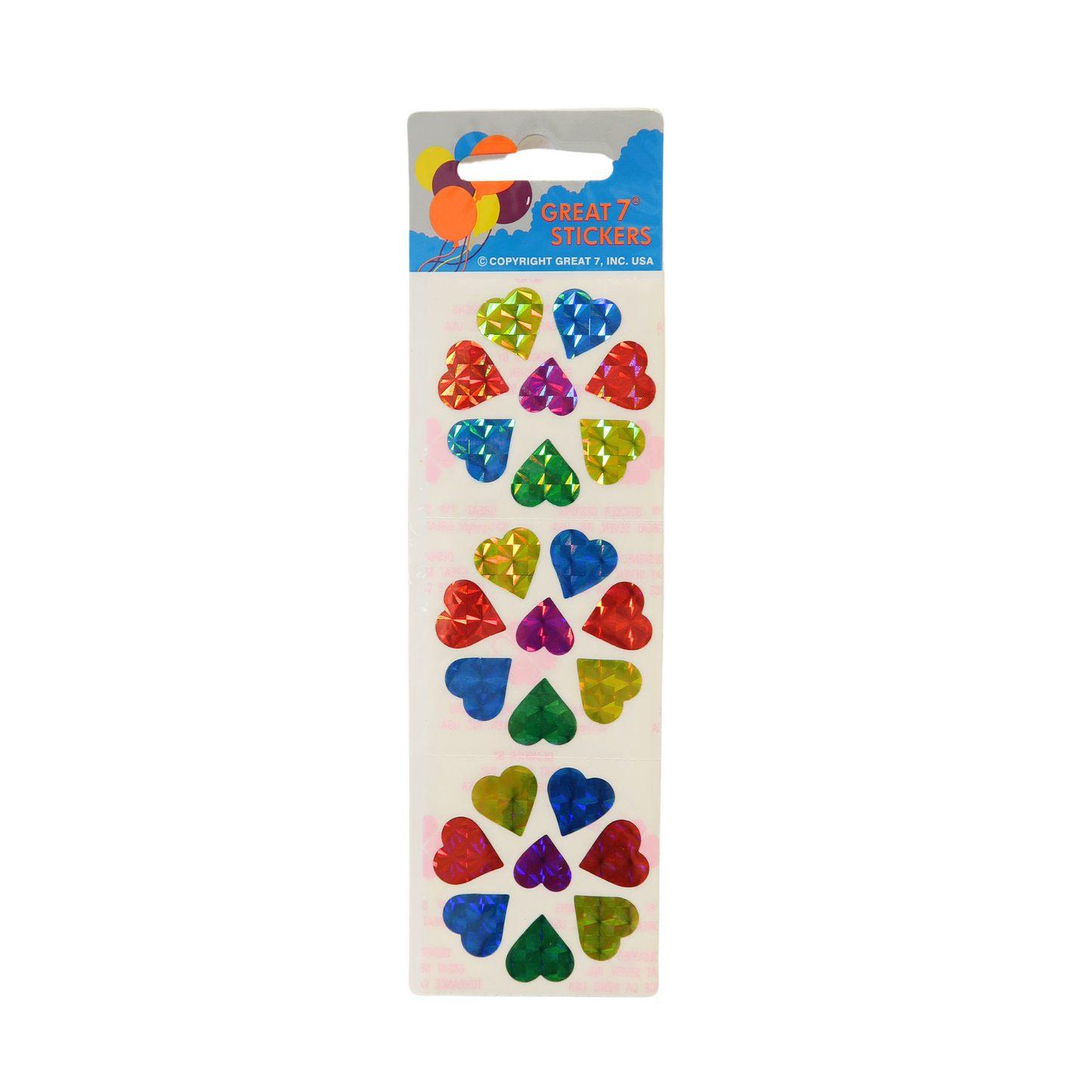 Rainbow Prismatic Heart Stickers