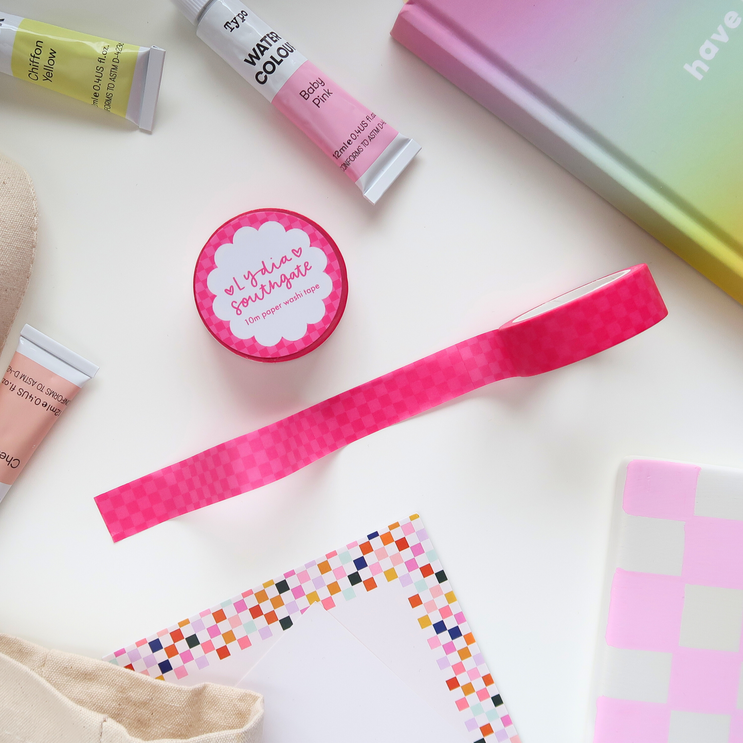 Hot Pink Checkerboard Washi Tape