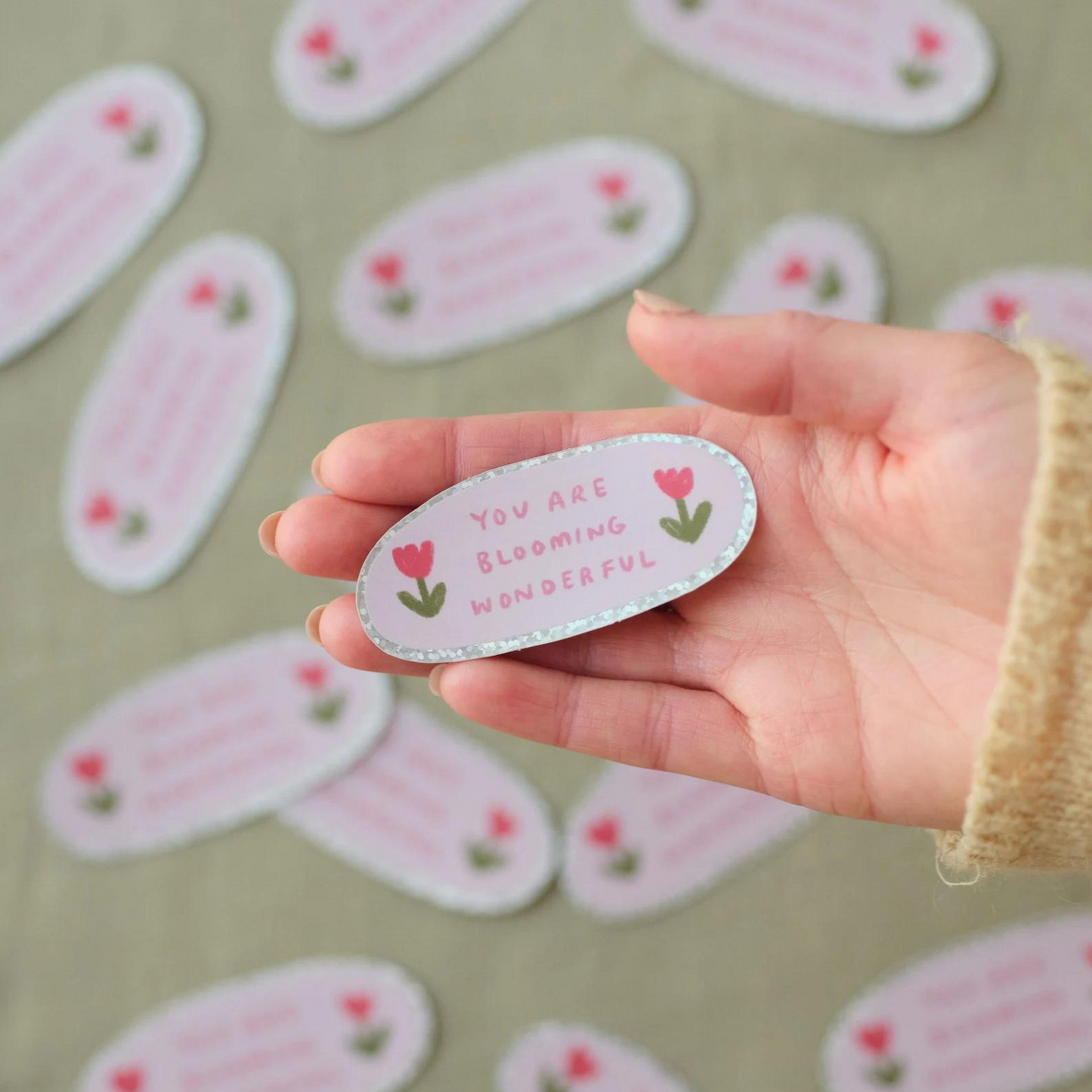 Blooming Wonderful Matte Glitter Sticker