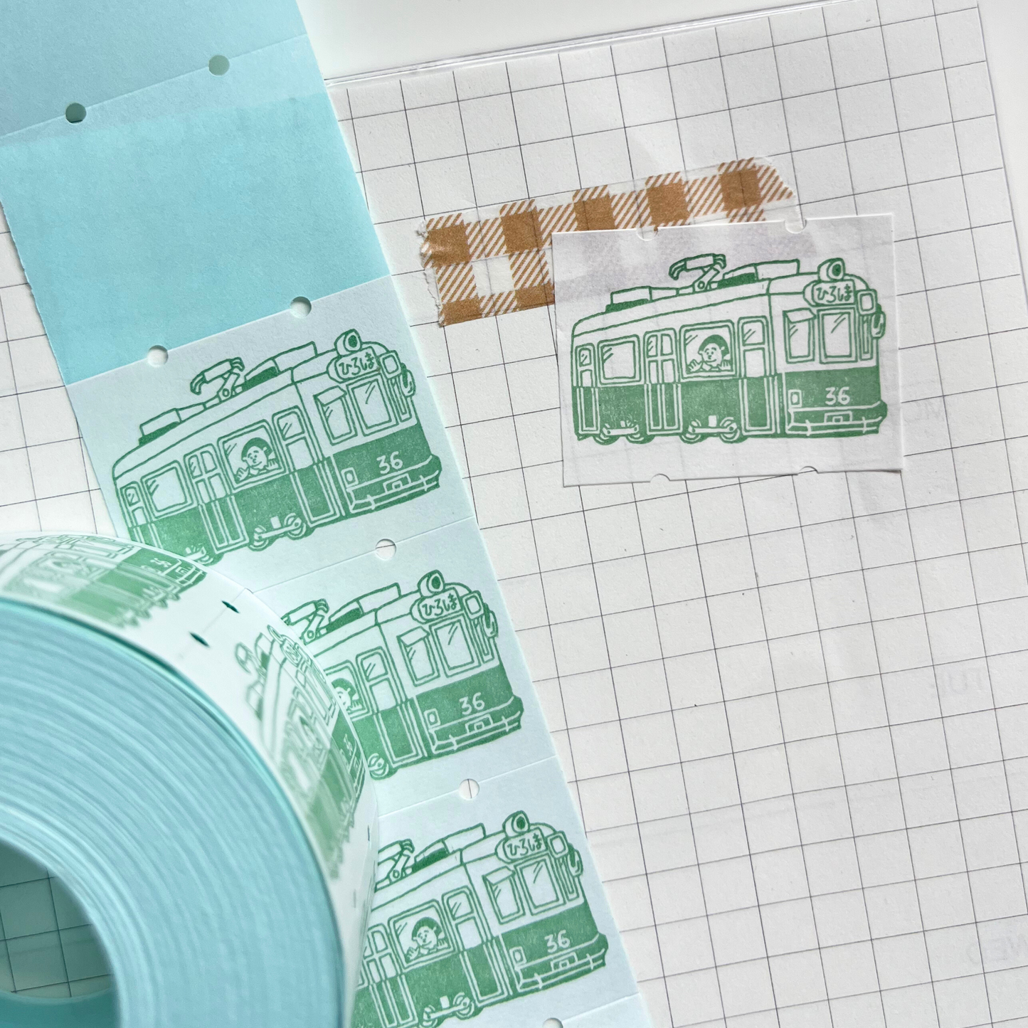 Green Tram Sticker Labels