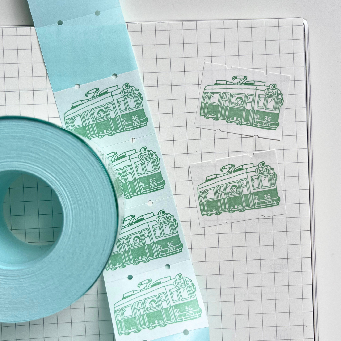 Green Tram Sticker Labels