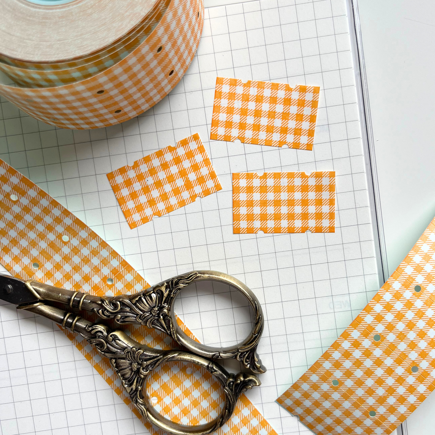 Orange Gingham Sticker Labels