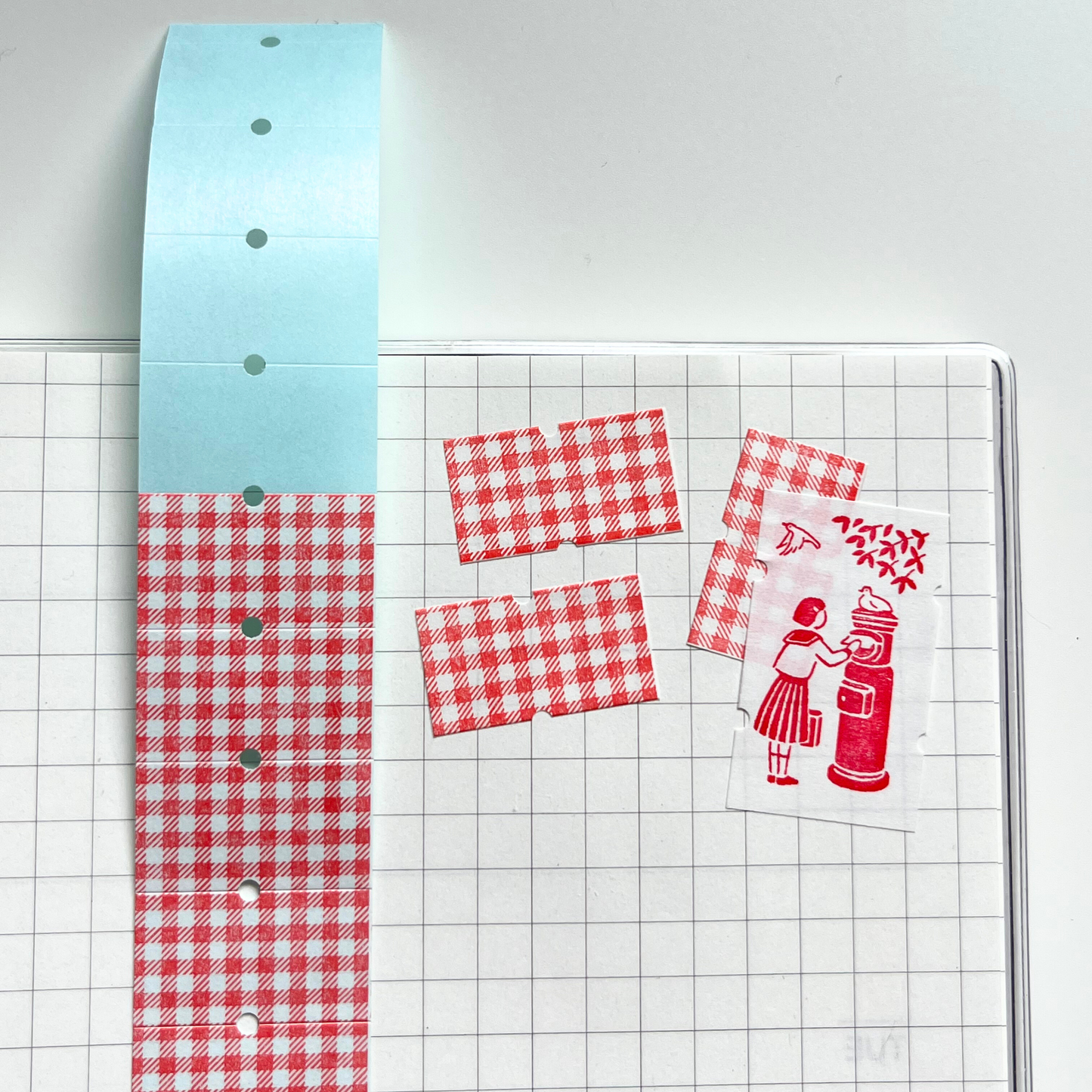 Red Gingham Sticker Labels