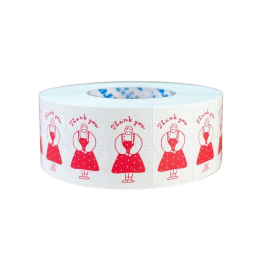 Red Lady Thank You Sticker Labels