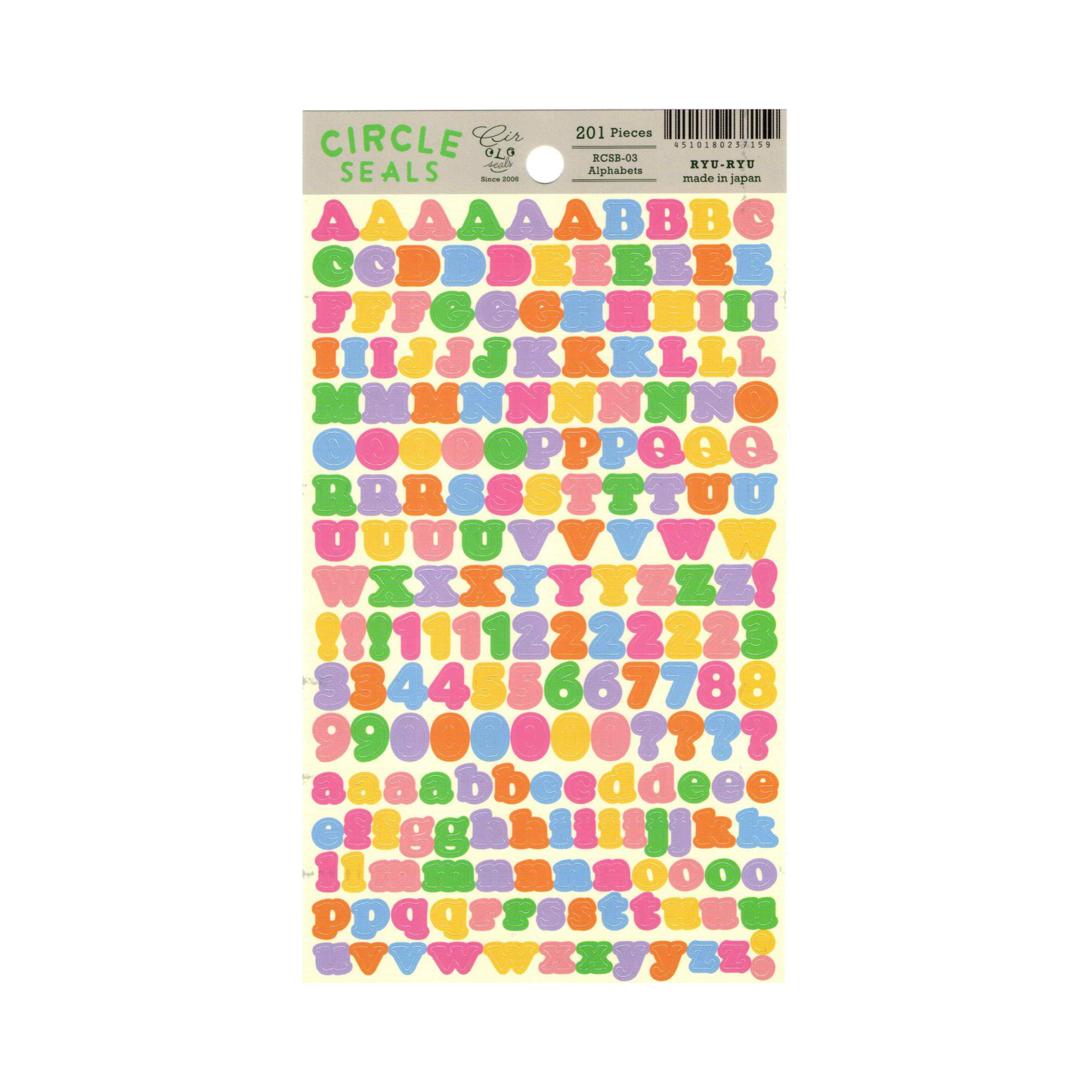 Pastel Brights Alphabet Sticker Sheet