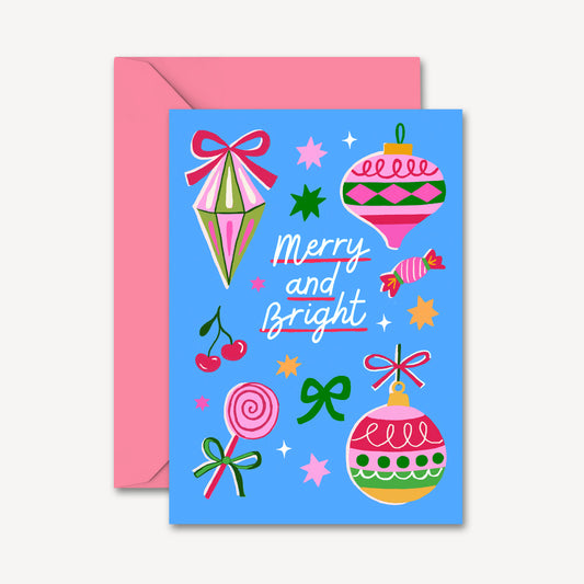 Retro Baubles Festive Christmas Card