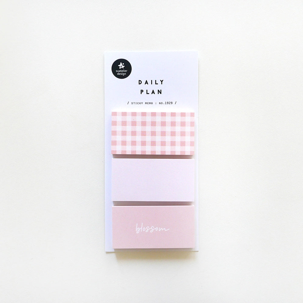 Pink Gingham Sticky Note Set