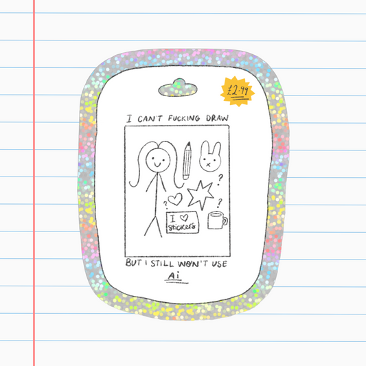 I can't Draw Glitter Sticker