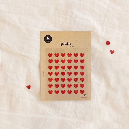 Red Glitter Heart Stickers