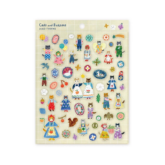 Cats & Buttons Sticker Sheet