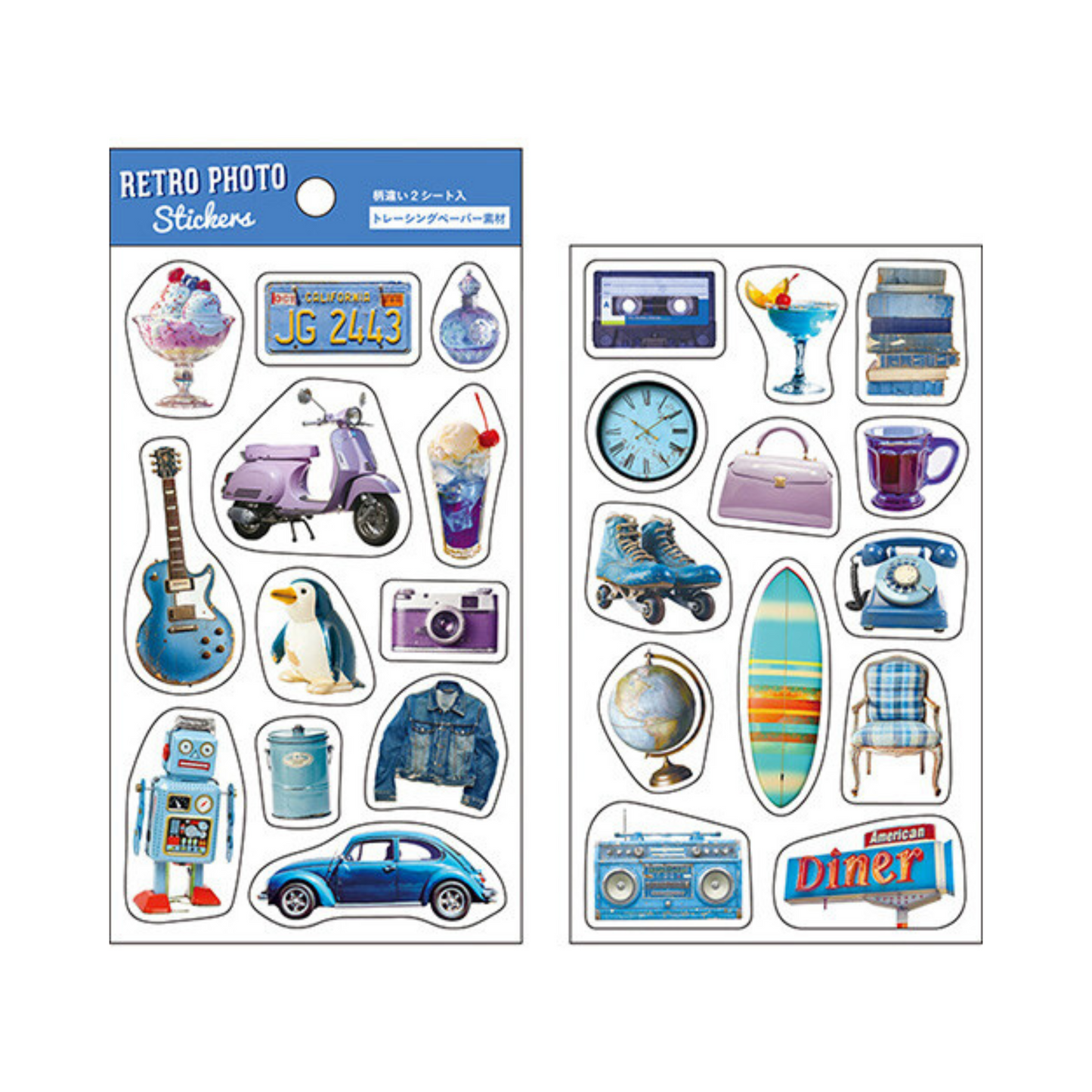 Blue Retro Sticker Sheet