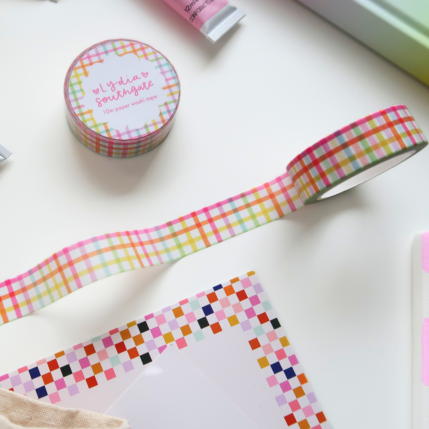 Rainbow Gingham Washi Tape