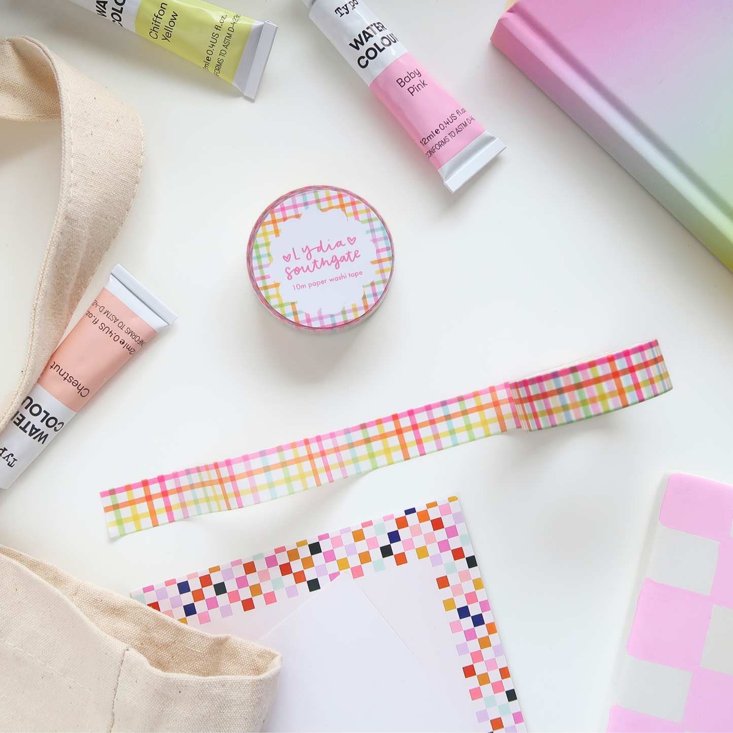 Rainbow Gingham Washi Tape