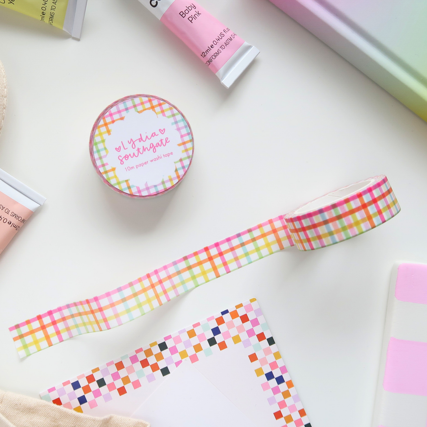 Rainbow Gingham Washi Tape