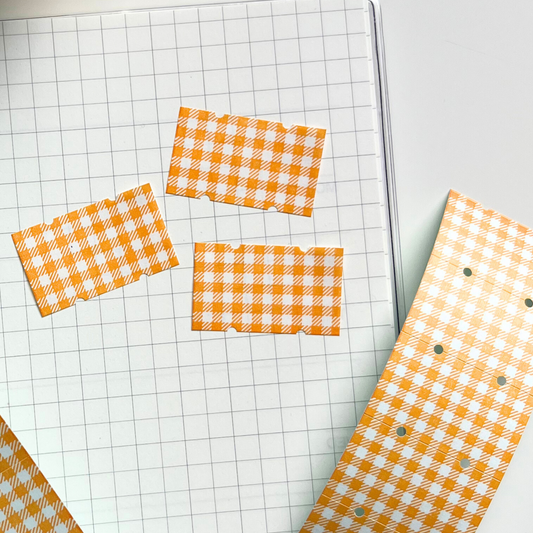 Orange Gingham Sticker Labels