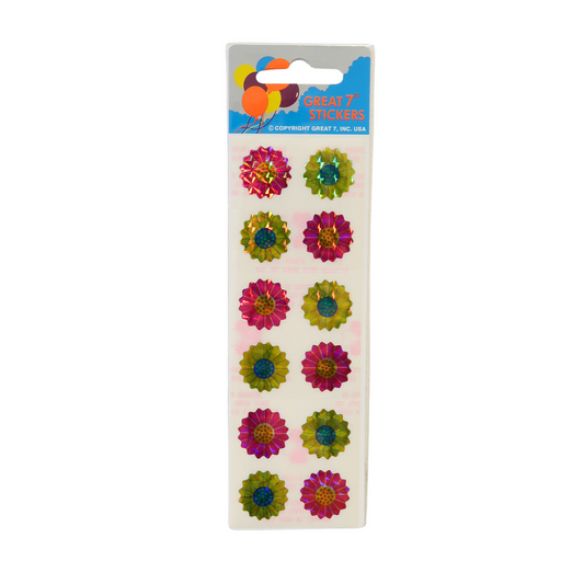 Pink & Yellow Prismatic Flower Stickers