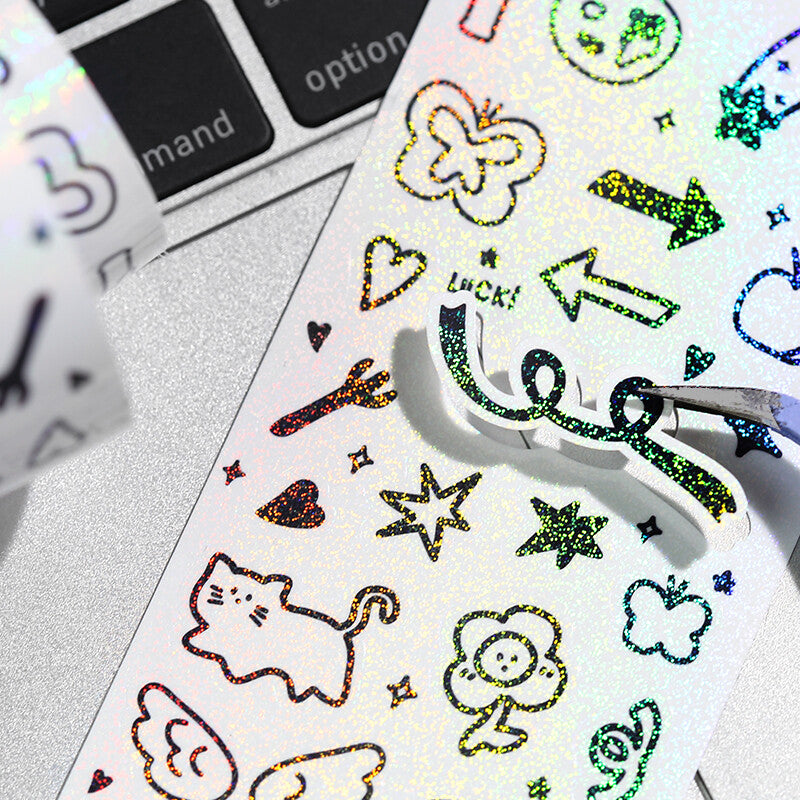 Black Doodles Sticker Washi Roll