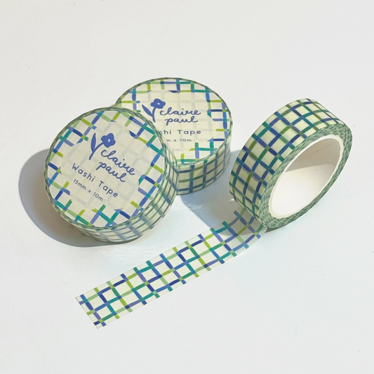 Blue and Green Grid Washi Tape