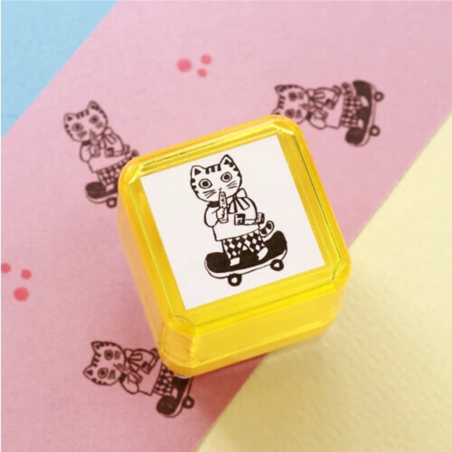 Yumi Kitagishi Skateboarding Cat Stamp