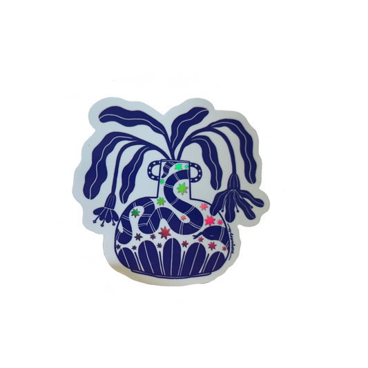 Blue Vase Holographic Sticker
