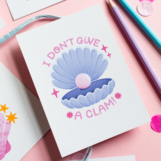 I Don't Give A Clam Postcard