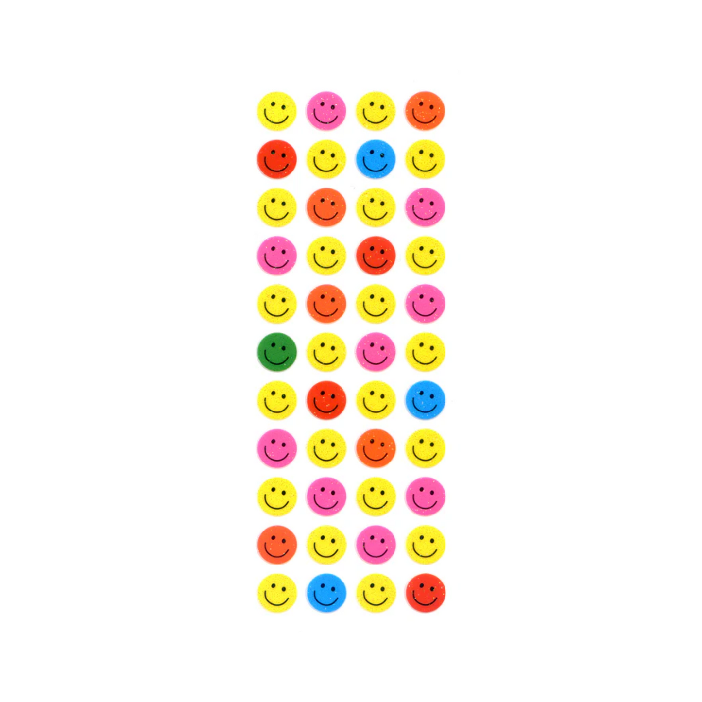 Colourful Glitter Happy Face Sticker Sheet