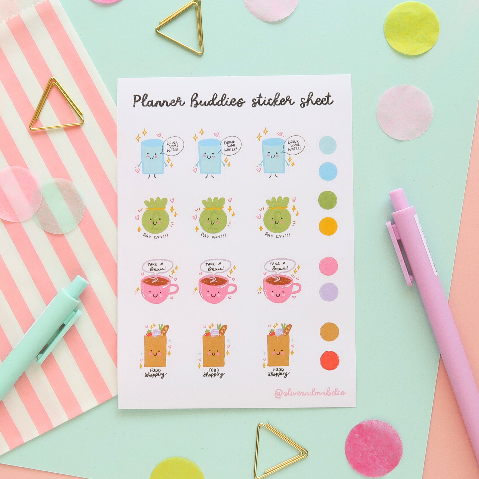 planner buddies cute sticker sheet 