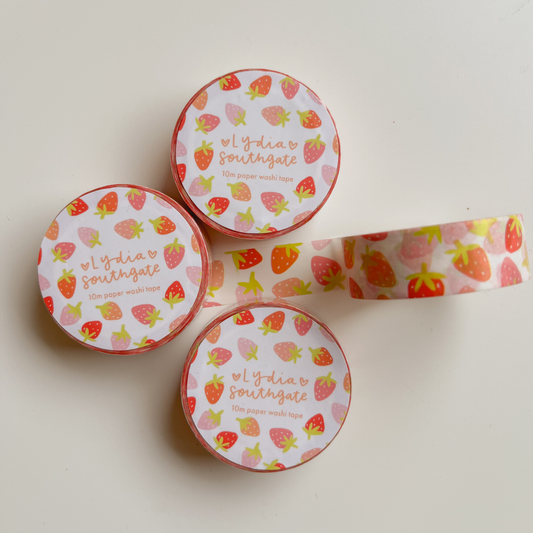 Multi Strawberry Print Washi Tape