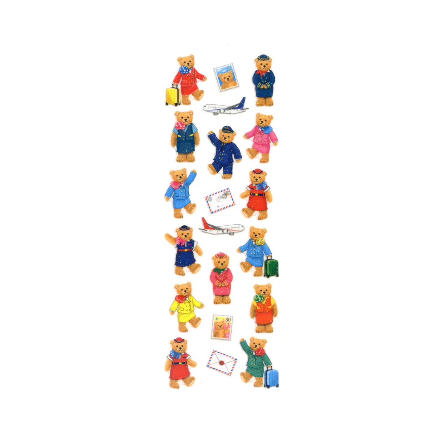 Cabin Crew Glitter Teddies Sticker Sheet